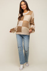 Mocha Multi-Textured Checkered Maternity Sweater