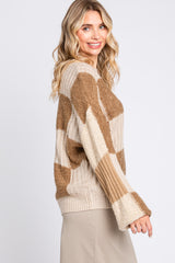 Mocha Multi-Textured Checkered Sweater