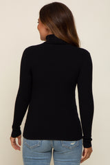 Black Ribbed Fitted Long Sleeve Maternity Top