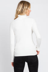 Cream Ribbed Fitted Long Sleeve Top