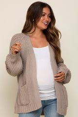 Taupe Chunky Knit Maternity Cardigan