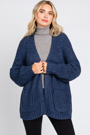 Navy Blue Chunky Knit Cardigan