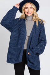 Navy Blue Chunky Knit Cardigan