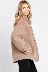 Mocha Colorblock Fleece Shirt Jacket