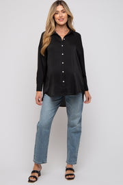 Black Striped Button Up Maternity Top