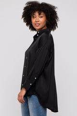 Black Striped Button Up Top