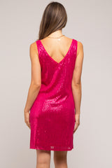 Fuchsia Sequin Sleeveless Maternity Dress