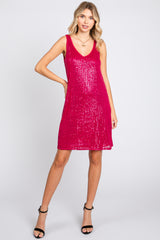 Fuchsia Sequin Sleeveless Dress