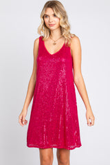 Fuchsia Sequin Sleeveless Dress