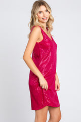 Fuchsia Sequin Sleeveless Dress