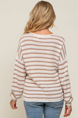 Taupe Striped Maternity Sweater