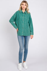 Emerald Green Corduroy Button Up Top