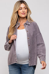 Charcoal Corduroy Button Up Maternity Top