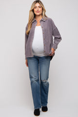 Charcoal Corduroy Button Up Maternity Top