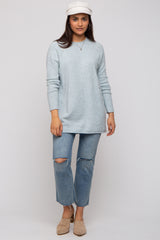 Light Blue Brushed Knit Maternity Sweater