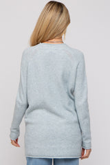 Light Blue Brushed Knit Maternity Sweater