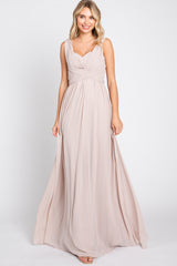 Taupe Sweetheart Convertible Chiffon Maternity Gown