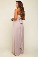 Taupe Sweetheart Convertible Chiffon Maternity Gown