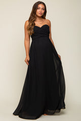 Black Sweetheart Convertible Chiffon Maternity Gown