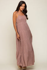 Mauve Ditsy Floral Tiered Maxi Dress