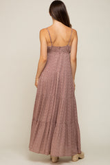 Mauve Ditsy Floral Tiered Maternity Maxi Dress