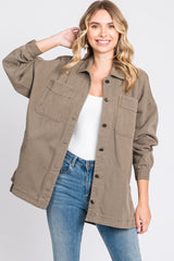 Mocha Denim Button Down Button Down Maternity Jacket