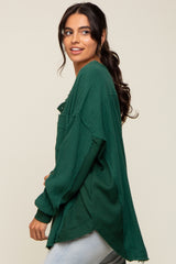 Forest Green Lightweight Button Front Tunic Top