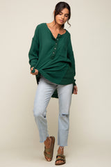 Forest Green Lightweight Button Front Tunic Top