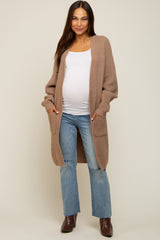 Mocha Chunky Waffle Knit Maternity Cardigan