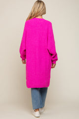 Fuchsia Chunky Waffle Knit Maternity Cardigan