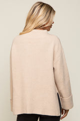 Beige Mock Neck Chunky Knit Sweater