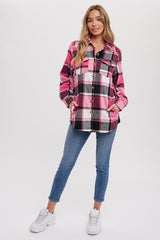 Pink Plaid Shirt Jacket