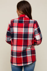 Red Plaid Maternity Shirt Jacket