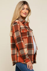 Rust Plaid Maternity Shirt Jacket