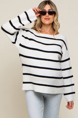 Black Striped Boat Neck Maternity Sweater