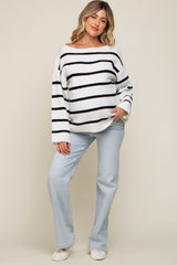 Black Striped Boat Neck Maternity Sweater