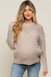 Taupe Open Chunky Knit Maternity Sweater