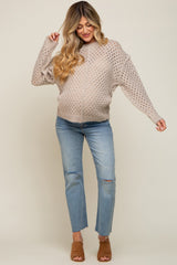 Taupe Open Chunky Knit Maternity Sweater