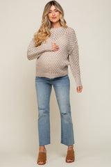 Taupe Open Chunky Knit Maternity Sweater