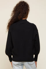 Black Knit Long Sleeve Mock Neck Top