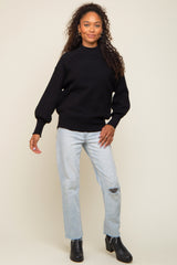 Black Knit Long Sleeve Mock Neck Top