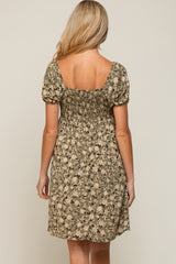 Olive Floral Sweetheart Maternity Dress