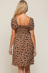 Mocha Floral Sweetheart Maternity Dress