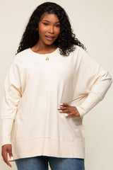 Ivory Dolman Sleeve Side Slit Maternity Plus Sweater