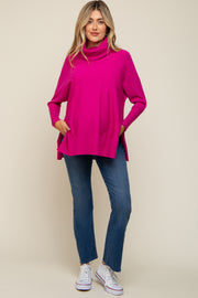 Fuchsia Cowl Neck Dolman Sleeve Maternity Sweater