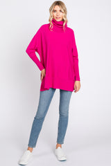 Fuchsia Cowl Neck Dolman Sleeve Sweater