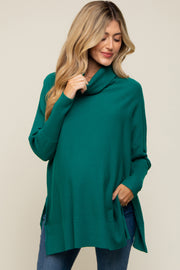 Forest Green Cowl Neck Dolman Sleeve Maternity Sweater