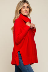 Red Cowl Neck Dolman Sleeve Maternity Sweater