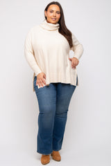 Cream Cowl Neck Dolman Sleeve Maternity Plus Sweater