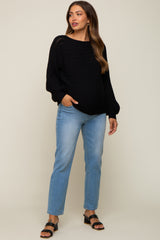 Black Crochet Dolman Sleeve Maternity Sweater